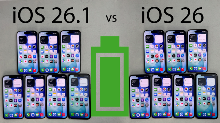 iOS 26.1 vs iOS 26 BATTERY Test on iPhone 17, 16, 15, 14, 13, 12, 11